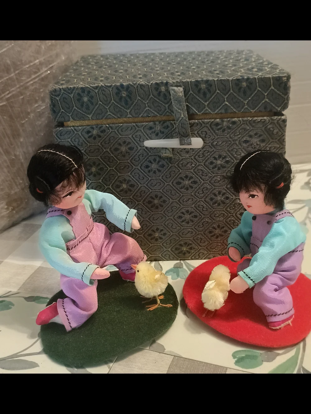 Handcrafted Kids Playset Dolls with Chick Figures - Pink & Aqua